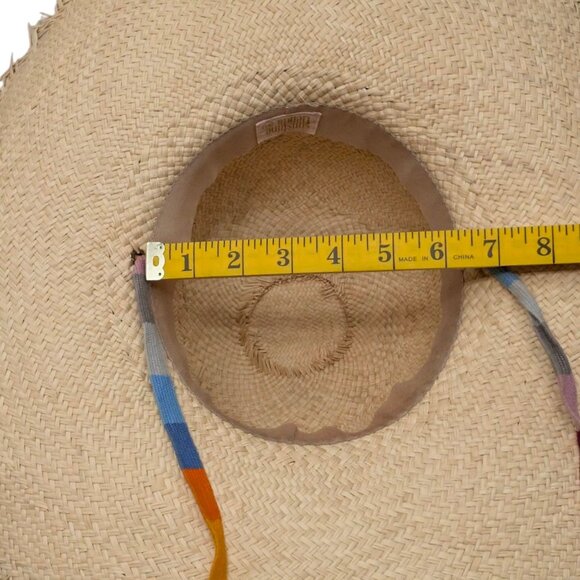 Sunshine Tienda Wide Brimmed Palm Hat Womens Beige Fringe Drawstring Size M/L main image 14